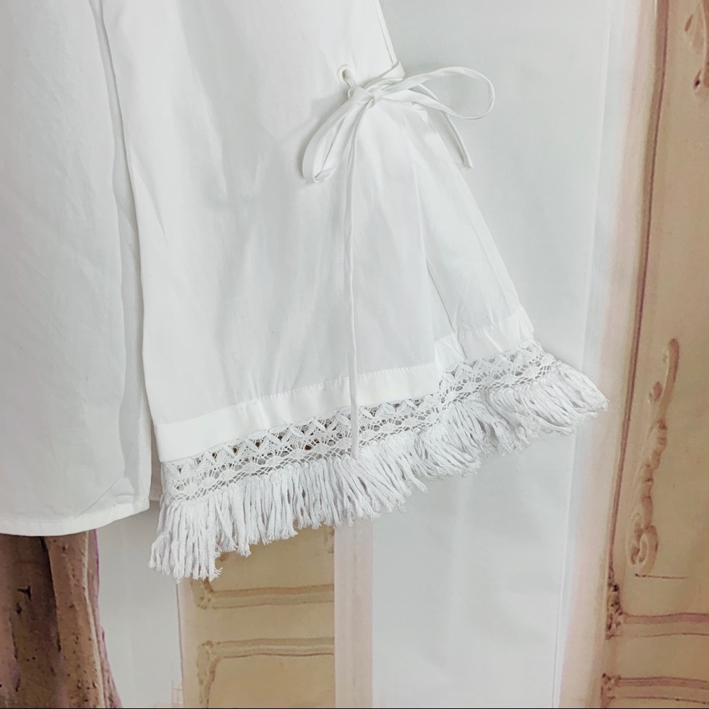 NEW Tory Burch White Sophie Bell Frill Sleeve Blouse - Picture 7 of 11